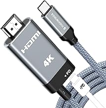 Highwings USB C to HDMI Cable with PD Charger Adapter 5FT, 100W Fast Charging Type C to HDMI 4K@60Hz Braided Cord Thunderbolt 5/4/3 Compatible with iPhone 17 16 15, iPad, SteamDeck, XPS and More