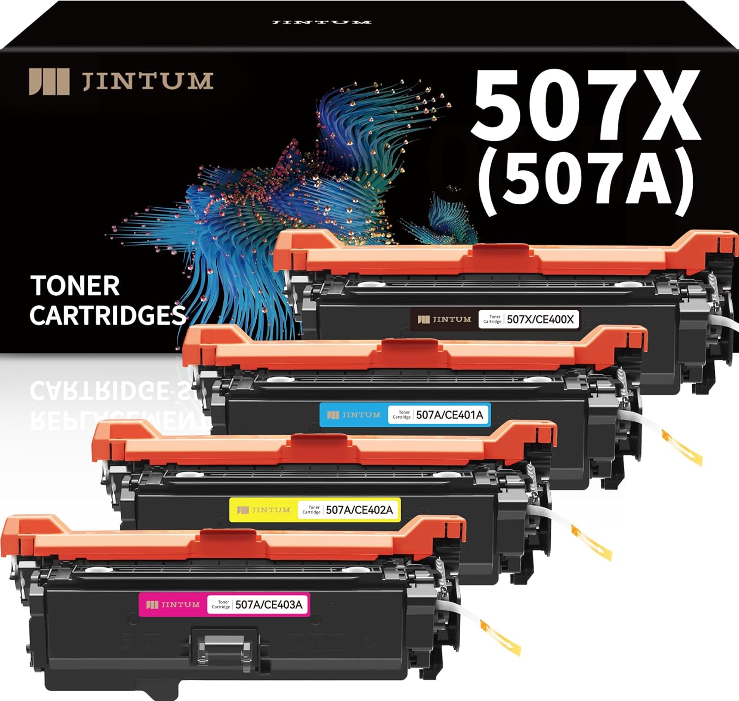 507A 507X Compatible Toner Cartridge Replacement for HP 507A 507X Toner Cartridge Set CE400X CE401A CE402A CE403A for Enterprise M551 M551n M551dn M551xh M570dn M570dw M575f 575c (4-Pack)