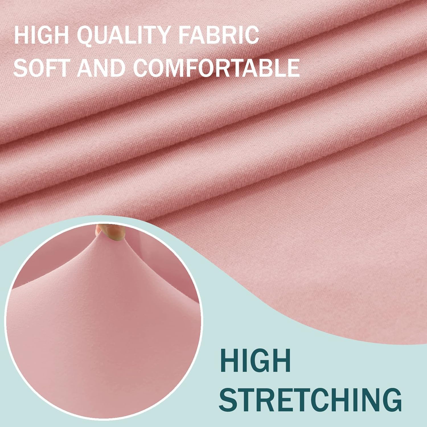Stretch Wing Chair Cover Set, Spandex Wingback Chair Cover with Ottoman Covers with Elastic Bottom Wingback Chair Slipcover -Pink-3 Pieces
