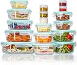 Vtopmart 8 Pack Glass Container Food Storage, Meal Prep Containers, Airtight Lunch Boxes with Leak Proof Locking Lids, for Microwave, Oven, Freezer and Dishwasher, Green