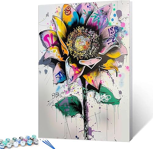 Miniatura 20 de Tucocoo Pintura al óleo estilo graffiti por números para adultos principiantes con marco, pintura de guitarra fresca por número sobre lienzo