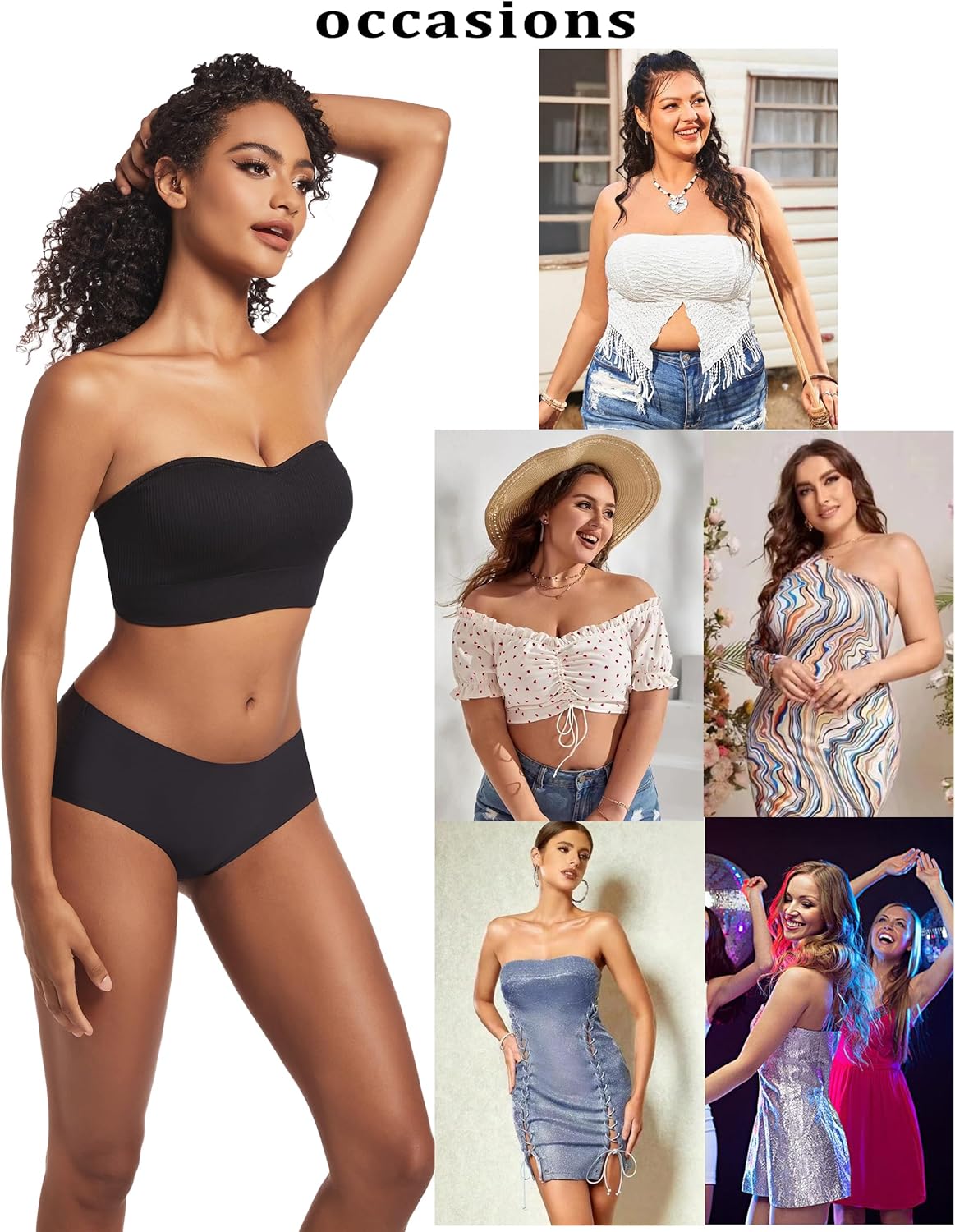 PRETTYWELL Strapless Bra for Women Ribbed Seamless Non-Slip Comfort Padded Wireless Bandeau Bras Wireless Tube Top Bra - Image 5