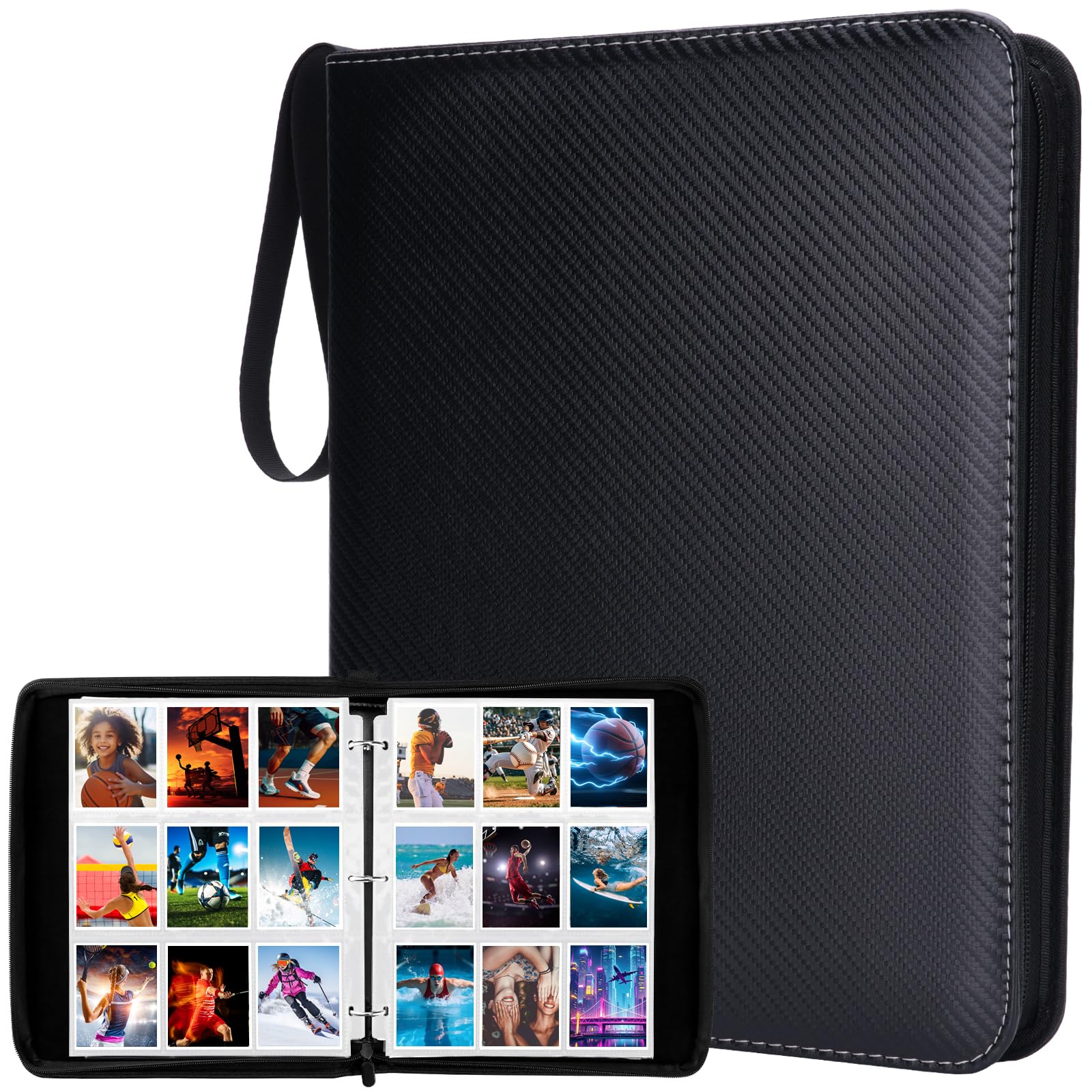 Trading Card Binder 9 Pocket with 50 Removable Sleeves, Waterproof Card Holder Album Fits Up to 900 Cards