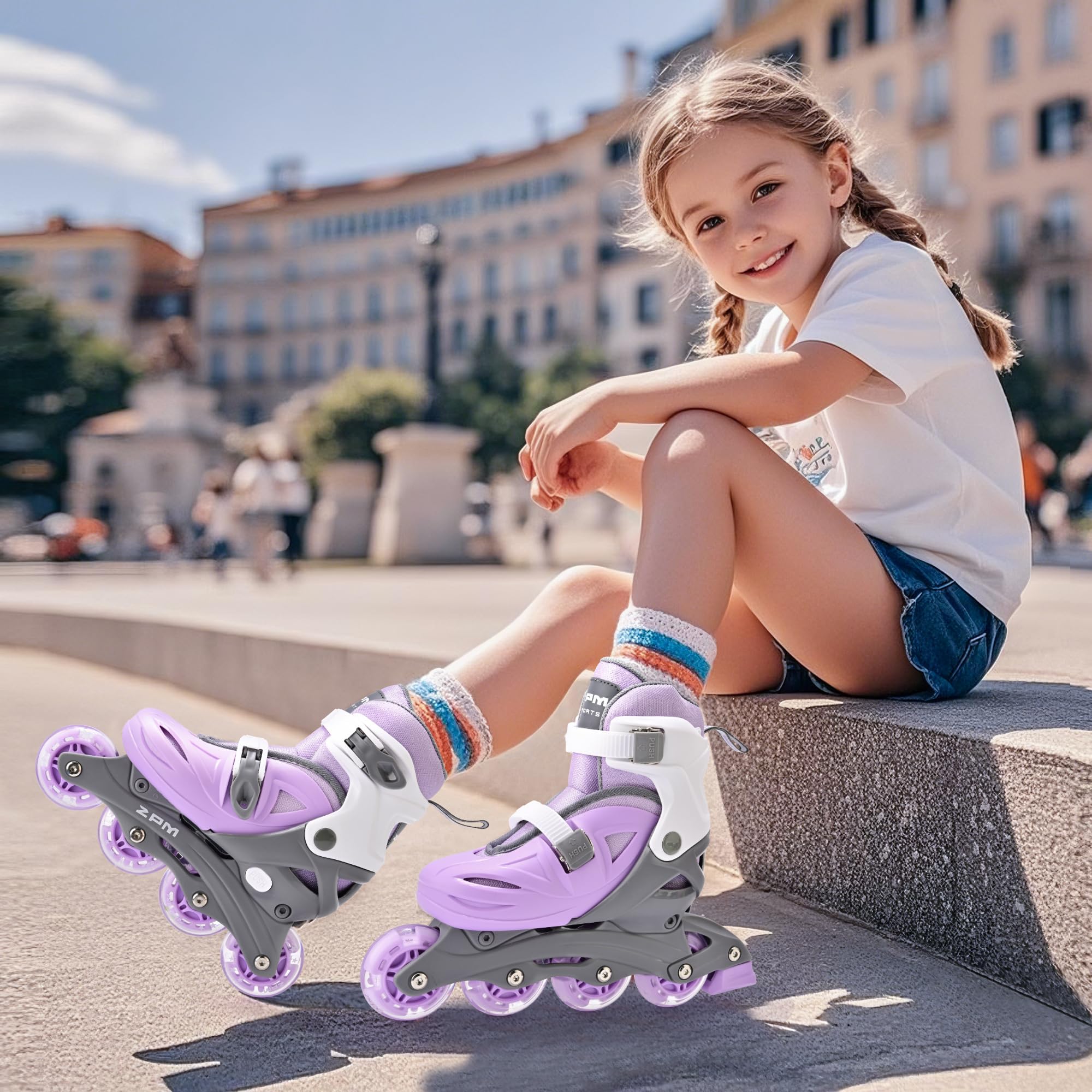 2PM SPORTS Patines en línea – Patines Ajustables para niños Principiantes, niñas y niños de 4 a 12 años