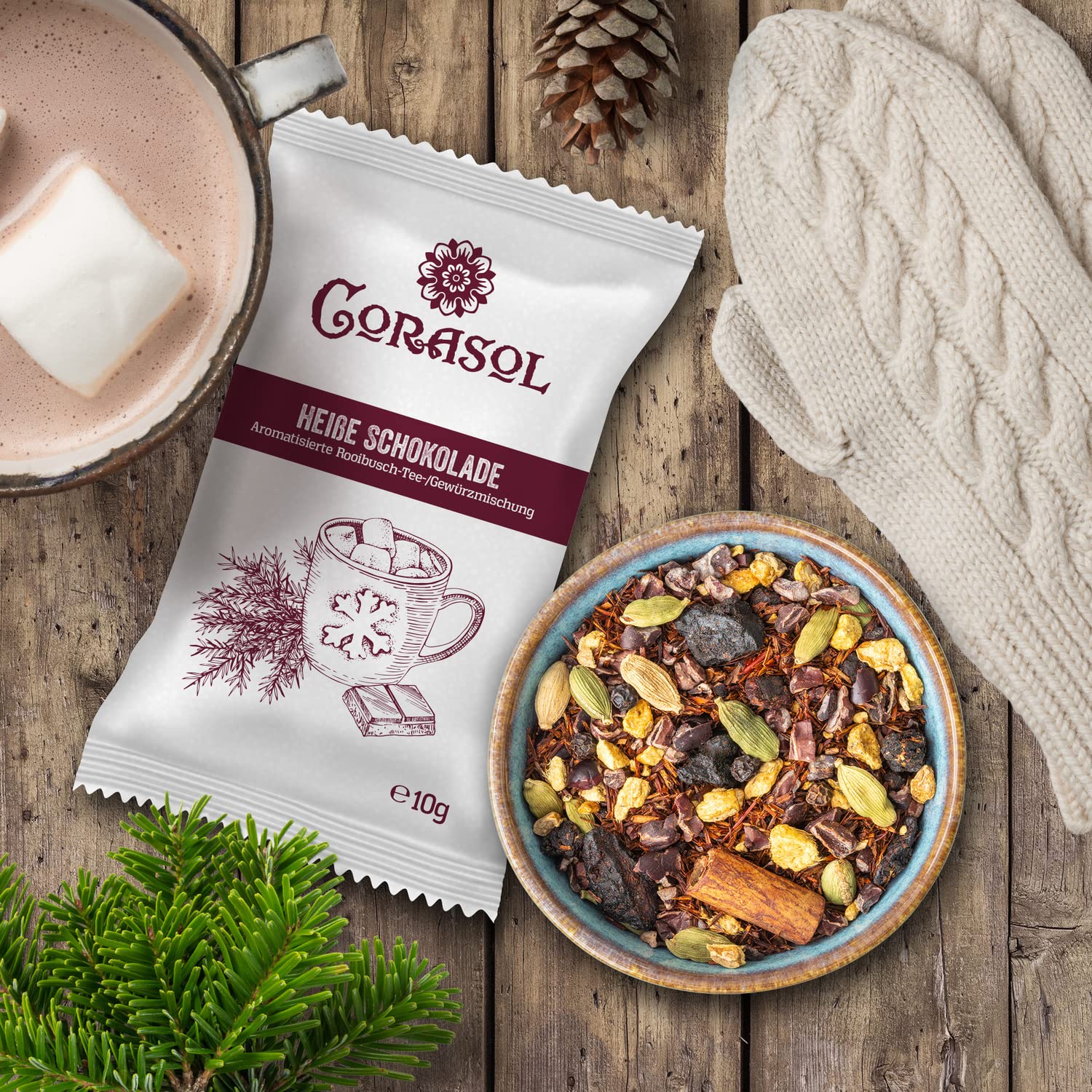 Premium Tee-Adventskalender 2025 mit 24 weihnachtlichen Gourmet-Teesorten, 223 g loser Tee, Geschenk-Idee für Frauen