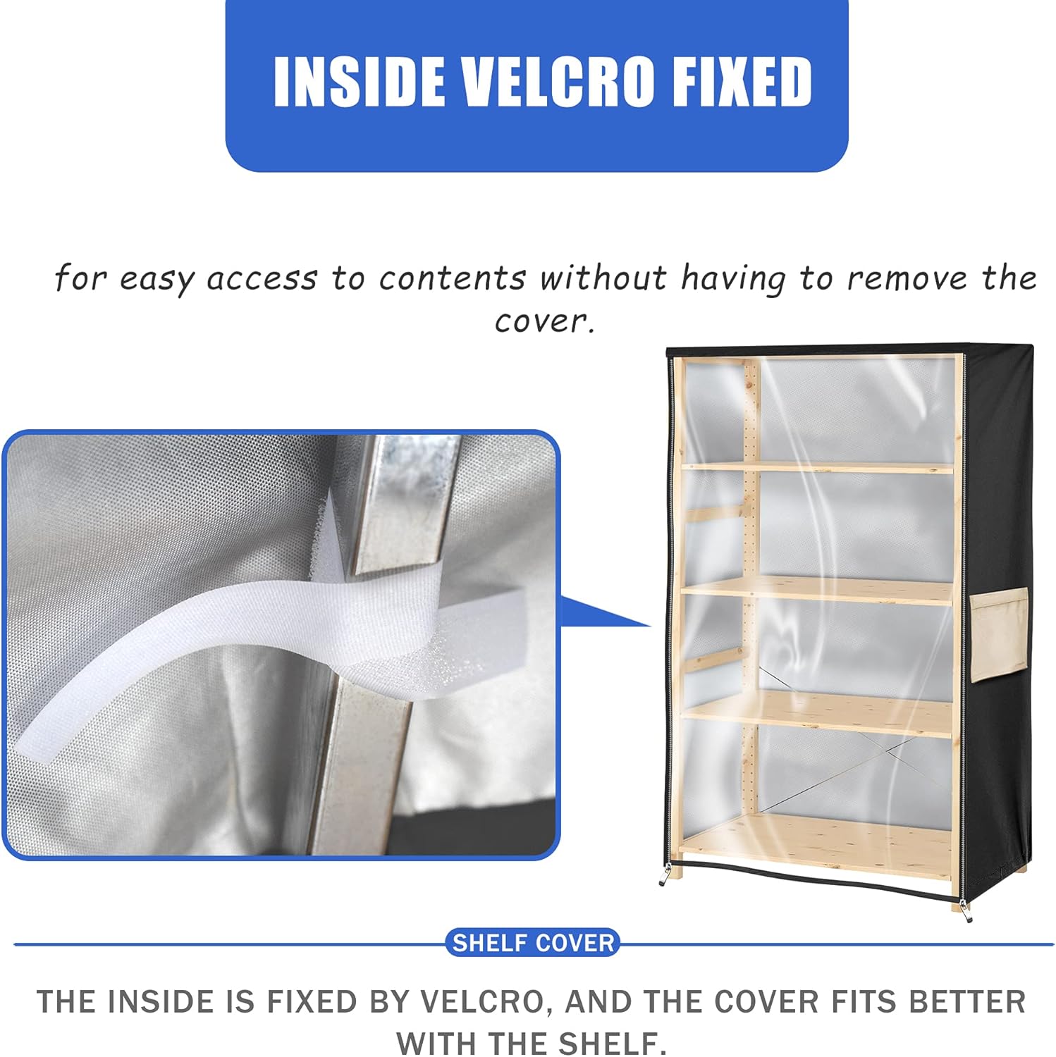 Shelf Cover with Transparent Front Cover, Suitable for 4-Layer or 5-Layer Wire Rack, 48x18x72,with Convenient Storage : Home & Kitchen