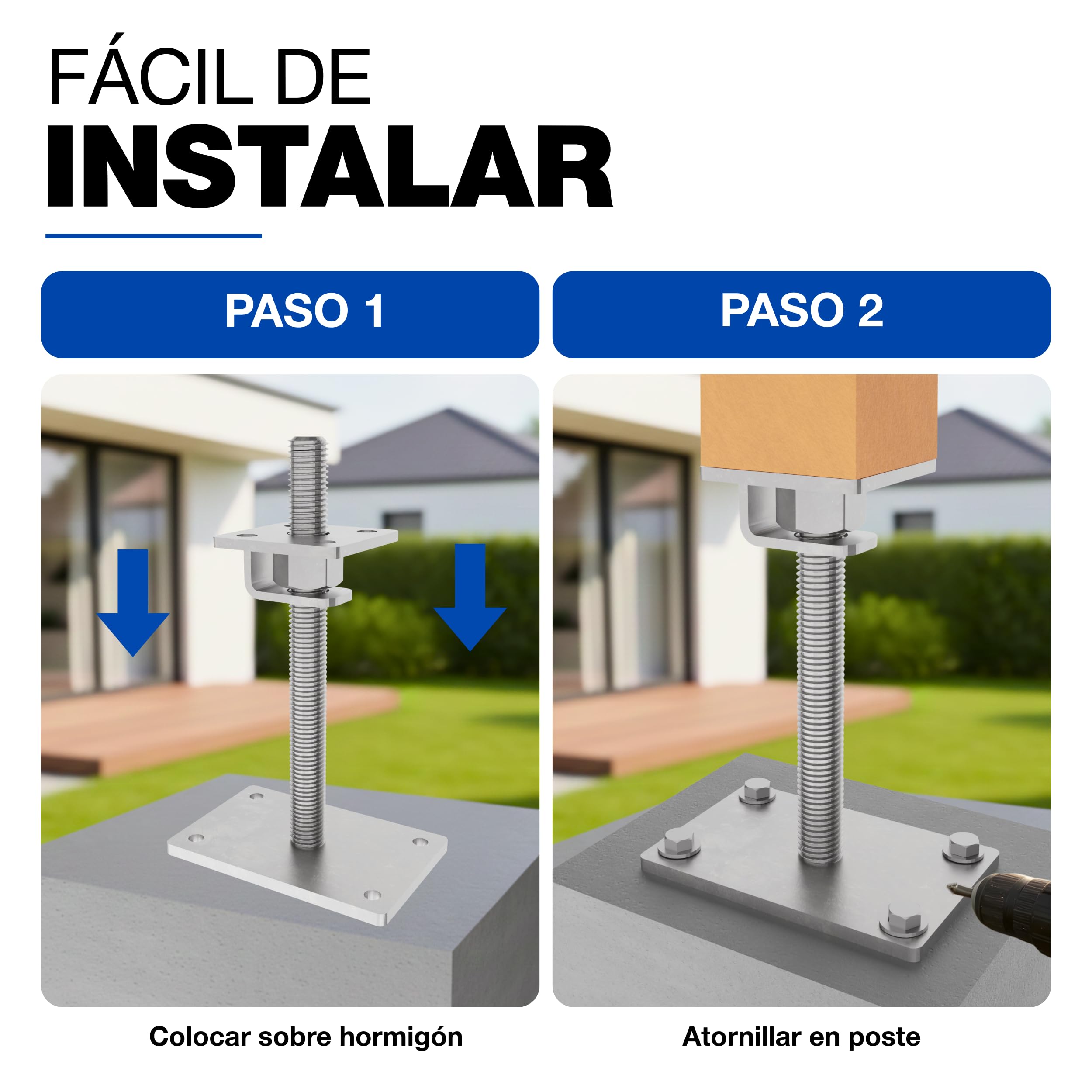 GeZu Impex Soporte Ajustable para Poste 100 x 100 mm Galvanizado en Caliente Juego de 4 Soportes de Ajuste de Altura Base Elevada