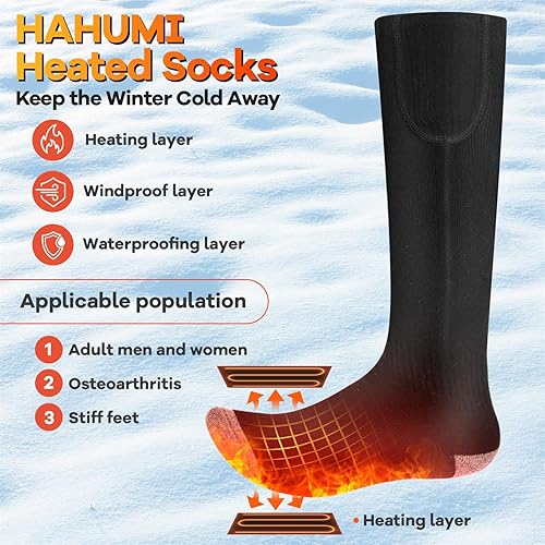 Miniatura 3 de GGYD Calcetines térmicos para hombres y mujeres, calcetines térmicos recargables de 3.7 V 4000 mAh con 3 niveles de calefacción, calcetines