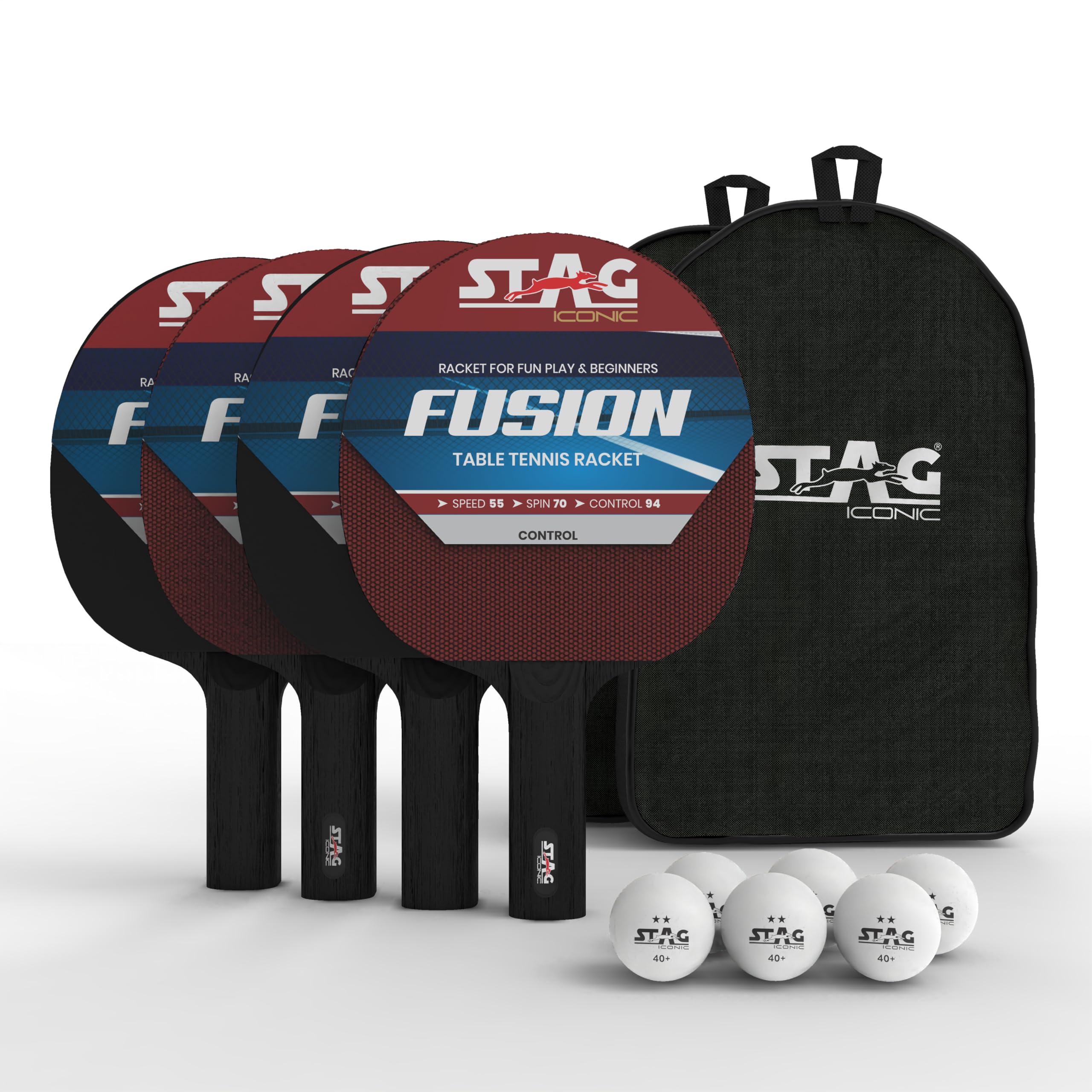 Stag Iconic Fusion Series Table Tennis (T.T) PlaySet| Jump into Action with Vibrant Ping-Pop Colors Range| Ping Pong Racquets with Iconic Supreme TT Balls-4 Player Playset ideal for Fun Play Beginners-image-29