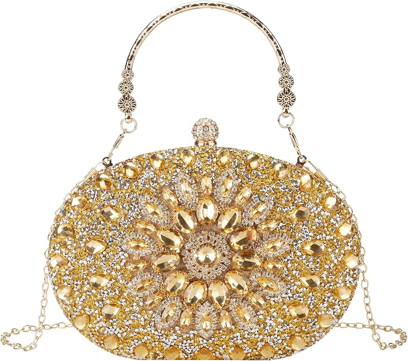 Suhatjia Bolsos de mano de noche con diamantes de imitación para mujer, bodas de noche, bolsos de fiesta, bolso brillante con purpurina de diamantes de cristal