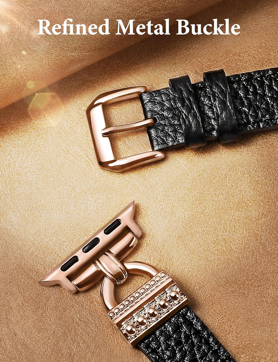 TOYOUTHS Compatible with Apple Watch Band Women Leather 49/46/45/44/42/41/40/38mm Dressy Thin Leather Strap Designer D-Shaped Metal Buckle Bracelet for iWatch Series 11 10 9 8 7 6 5 4 Ultra/SE 3 2 1 - Image 3