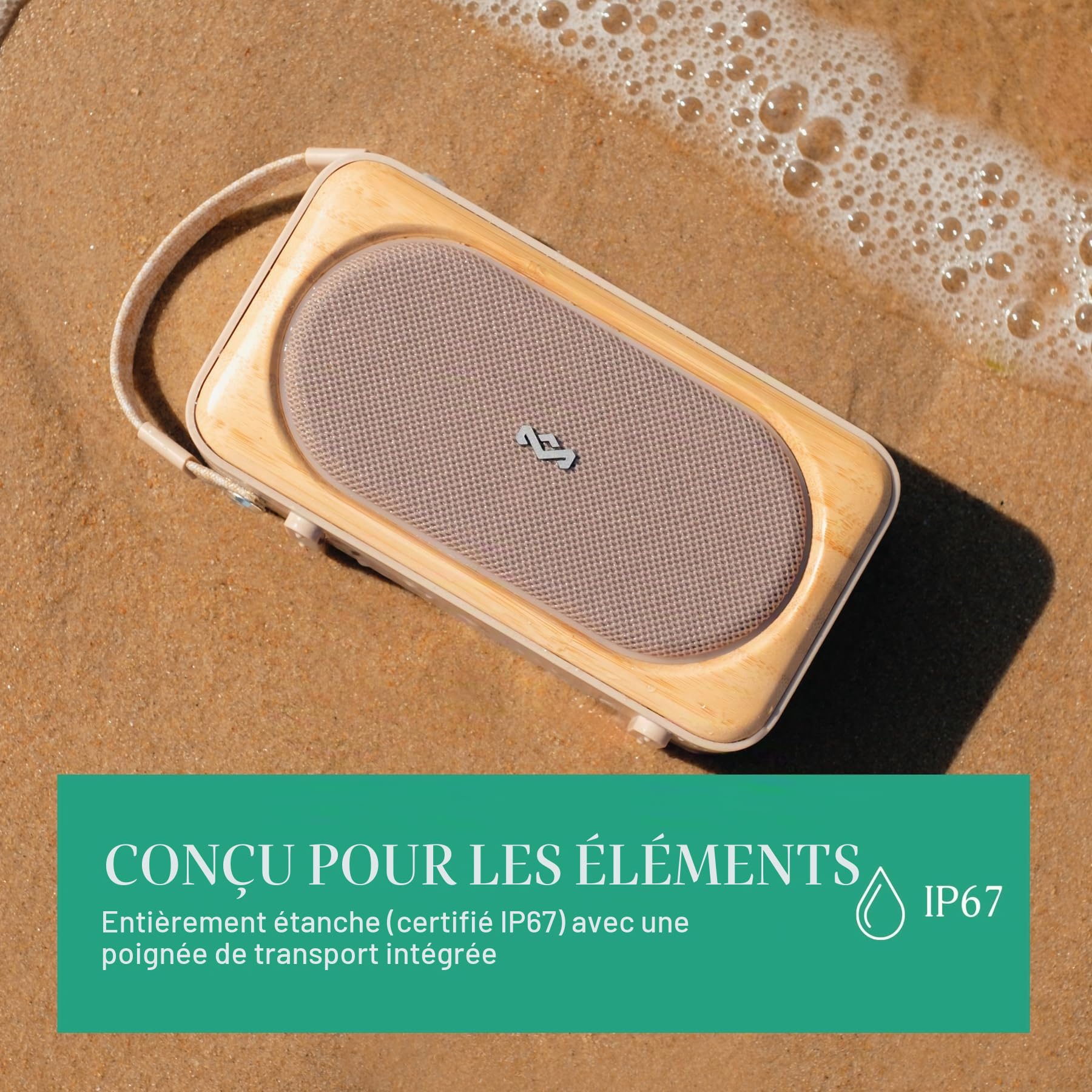 Marley House of Roots Solaire Enceinte Bluetooth Portable - Crème | Petite pour Voyage & Exterieur, Waterproof IP67, 14h De Musique, Haut Parleur Sans Fil Pour Smartphone