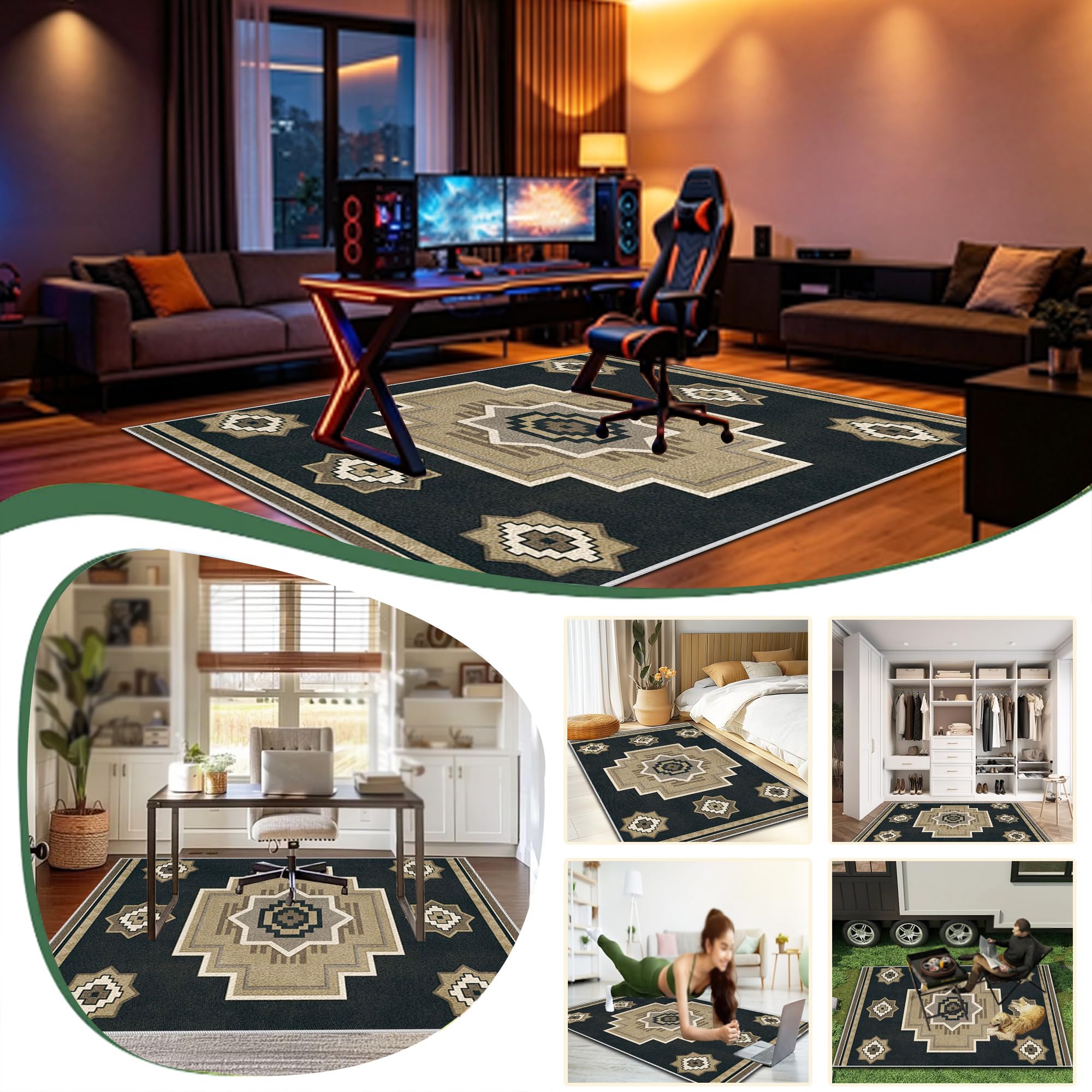 Tapis de Sol Bureau Antidérapant 100 x 120 cm Tapis de Chaise Gaming
