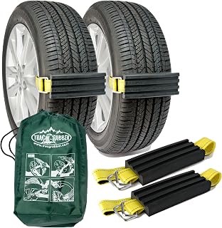 TRACGRABBER Tire Traction Device for Cars & Small SUVs, Set of 2 - Made in the USA, Anti Skid Emergency Tire Straps to Get Unstuck from Snow, Mud, & Sand - Snow Traction Mat or Tire Chain Alternative