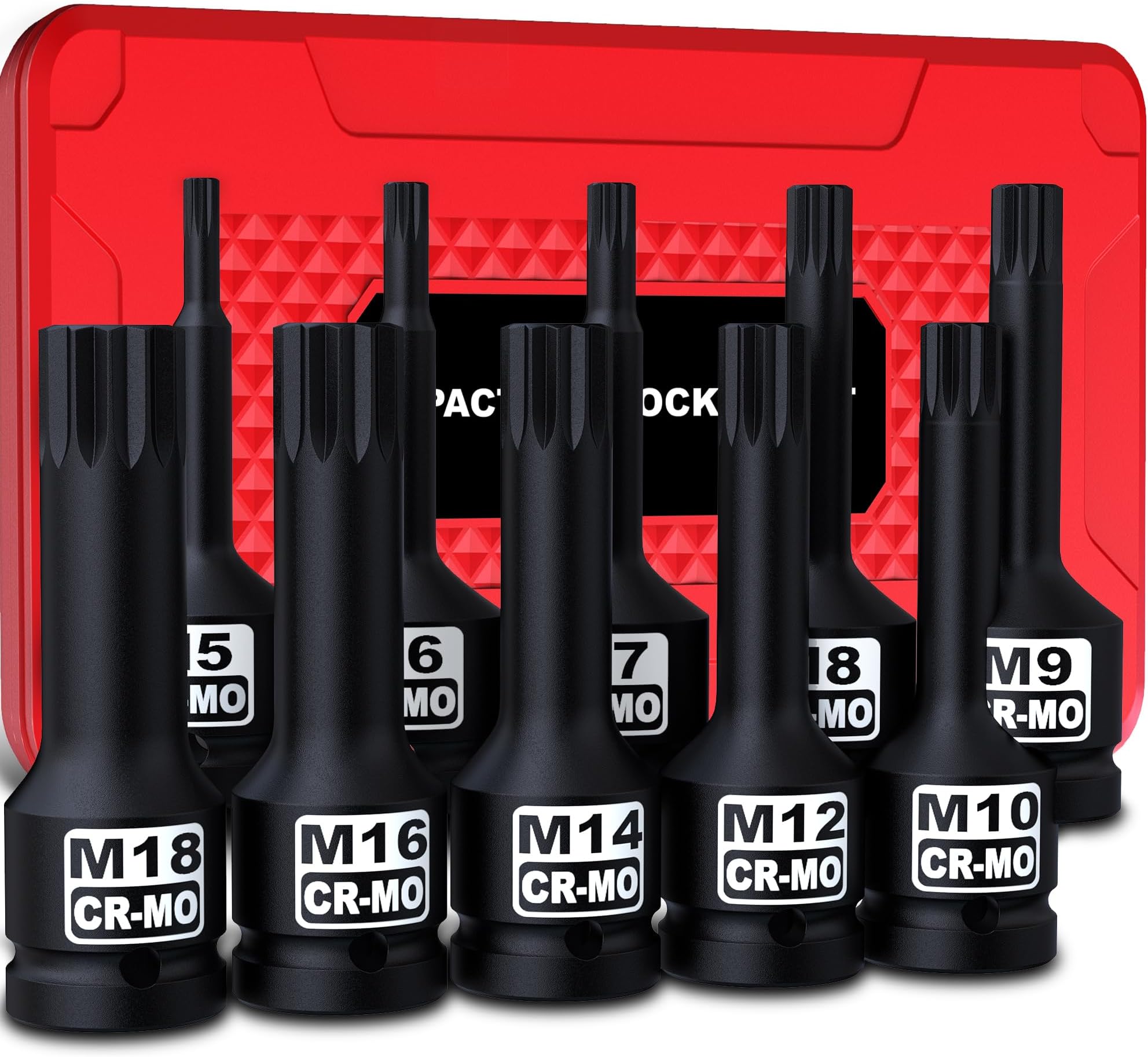 1/2" Drive Master Impact XZN Bit Socket Set, 10 Pieces M5 - M18