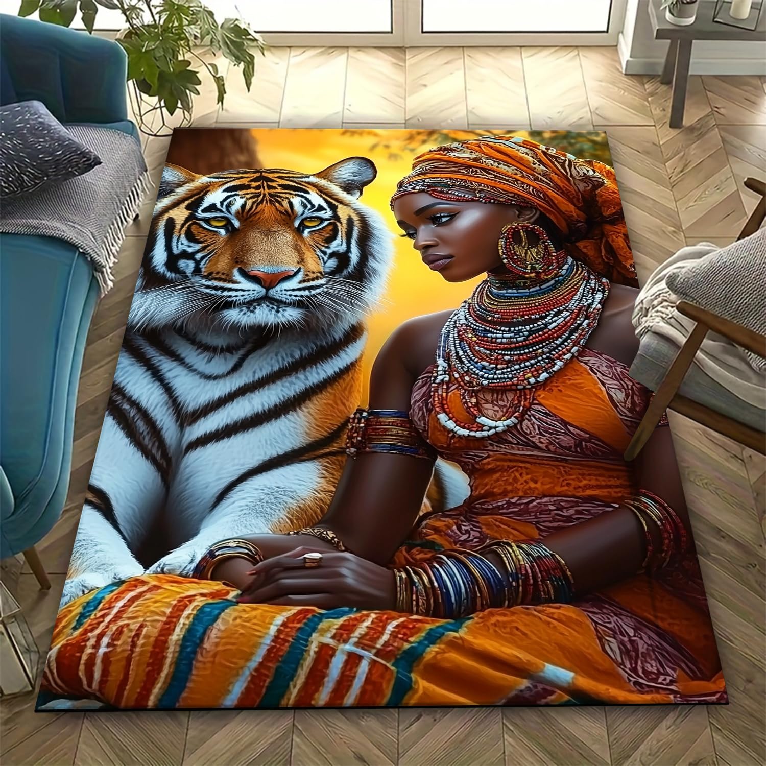 Tapis imprimé 3D tigre poils courts paillasson grand format 200x300