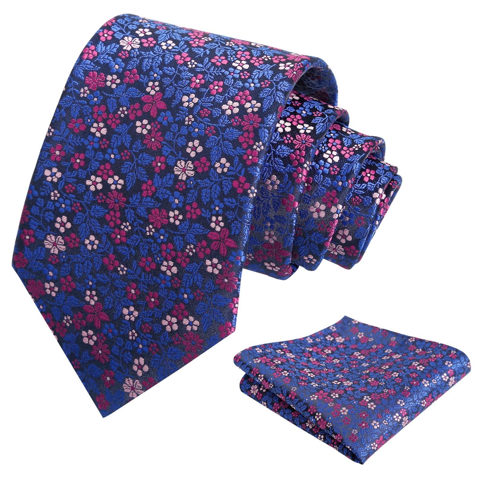 Alizeal Mens 3.15'' Floral Tie with Pocket Square