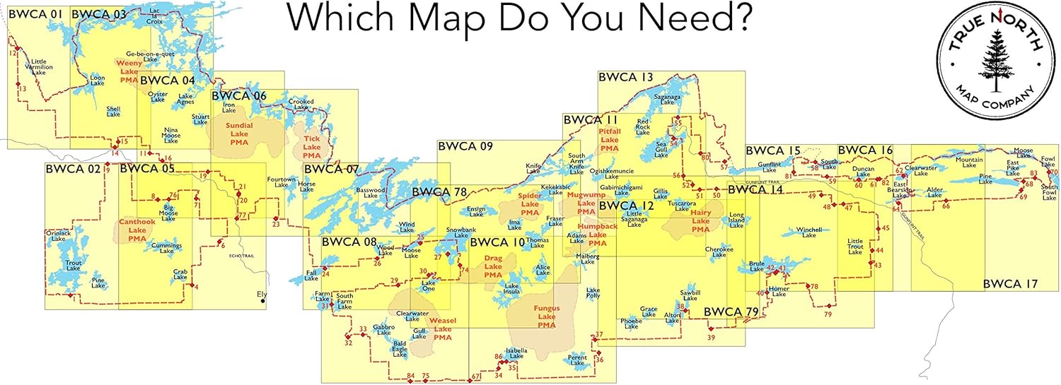BWCA Map - BWCA 03 – Waterproof, Durable Cloth Map for Canoeing, Hiking, and Camping by True North Map Company