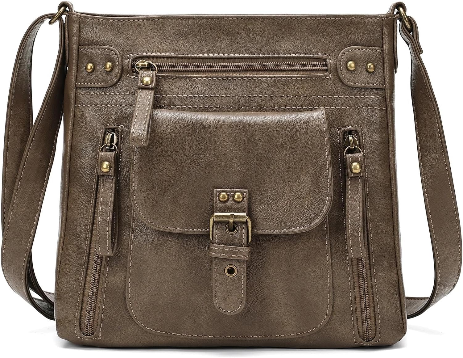 - Crossbody Bags for Women, Multi Pocket Shoulder Bags, Medium PU Leather Cross Body Purses