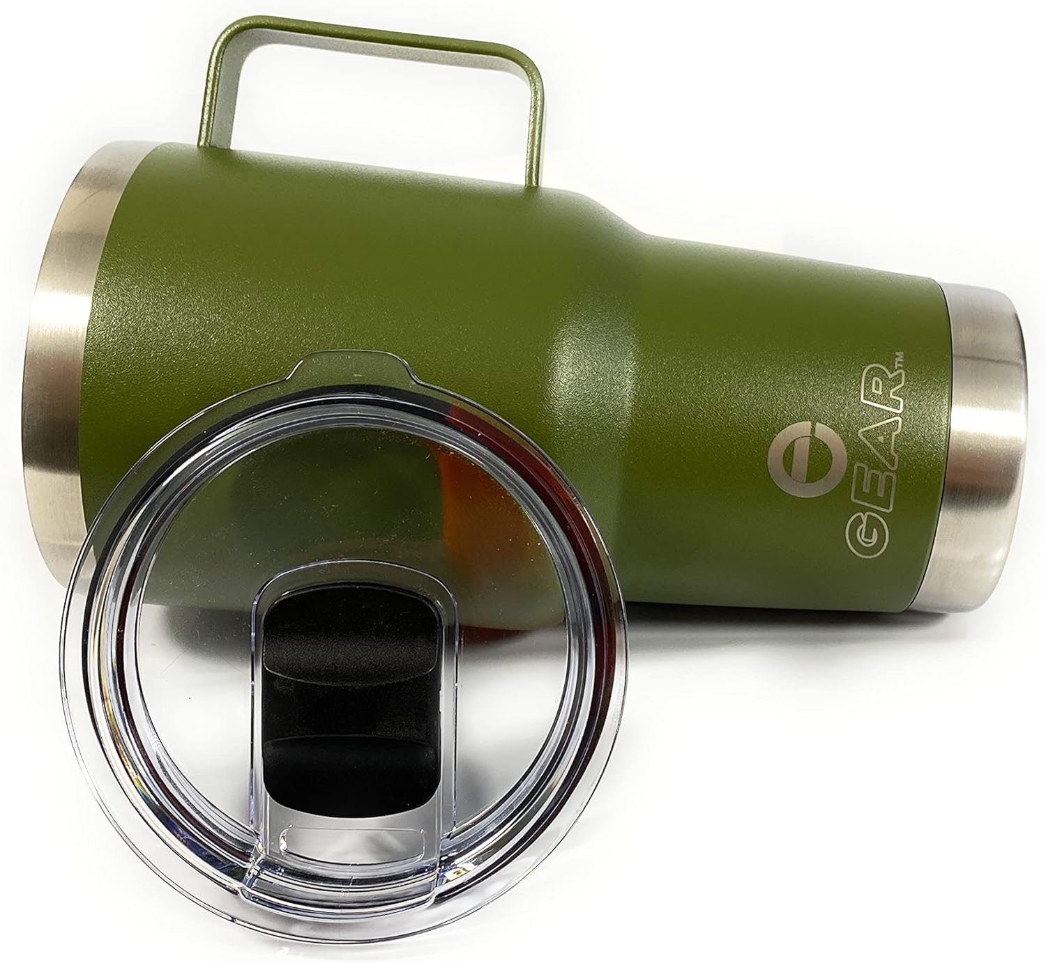 Enthusiast Gear 30 oz Tumbler with Magnetic Slider Lid and Handle, Stainless Steel, Vacuum Insulated for Hot and Cold Drinks (30 oz, Olive Green)