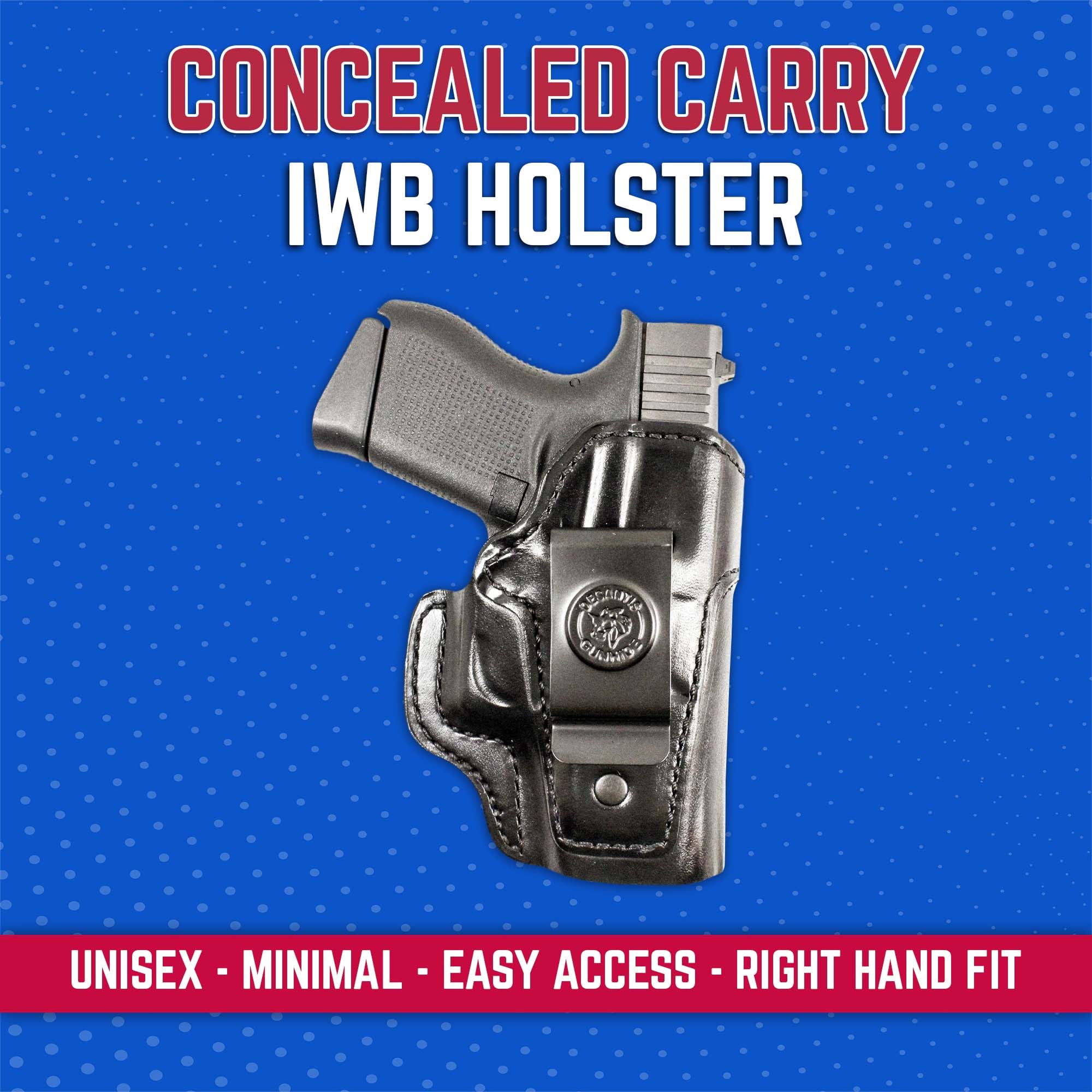 DeSantis Inside Heat IWB Holster - Concealed Carry Gun Holster, Leather Holster IWB for Pistols, Compatible with the GLOCK 43, 43X - Right Hand Draw, Black