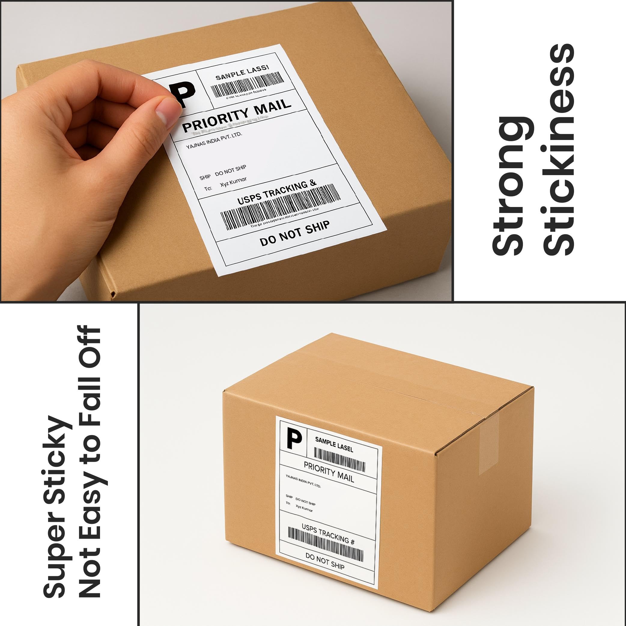 YAJNAS Lot de 12 étiquettes d'expédition thermiques directes (100 x 150 mm), rouleau d'étiquettes autocollantes pour imprimante thermique, adresses de code-barres, étiquettes de courrier de colis pour