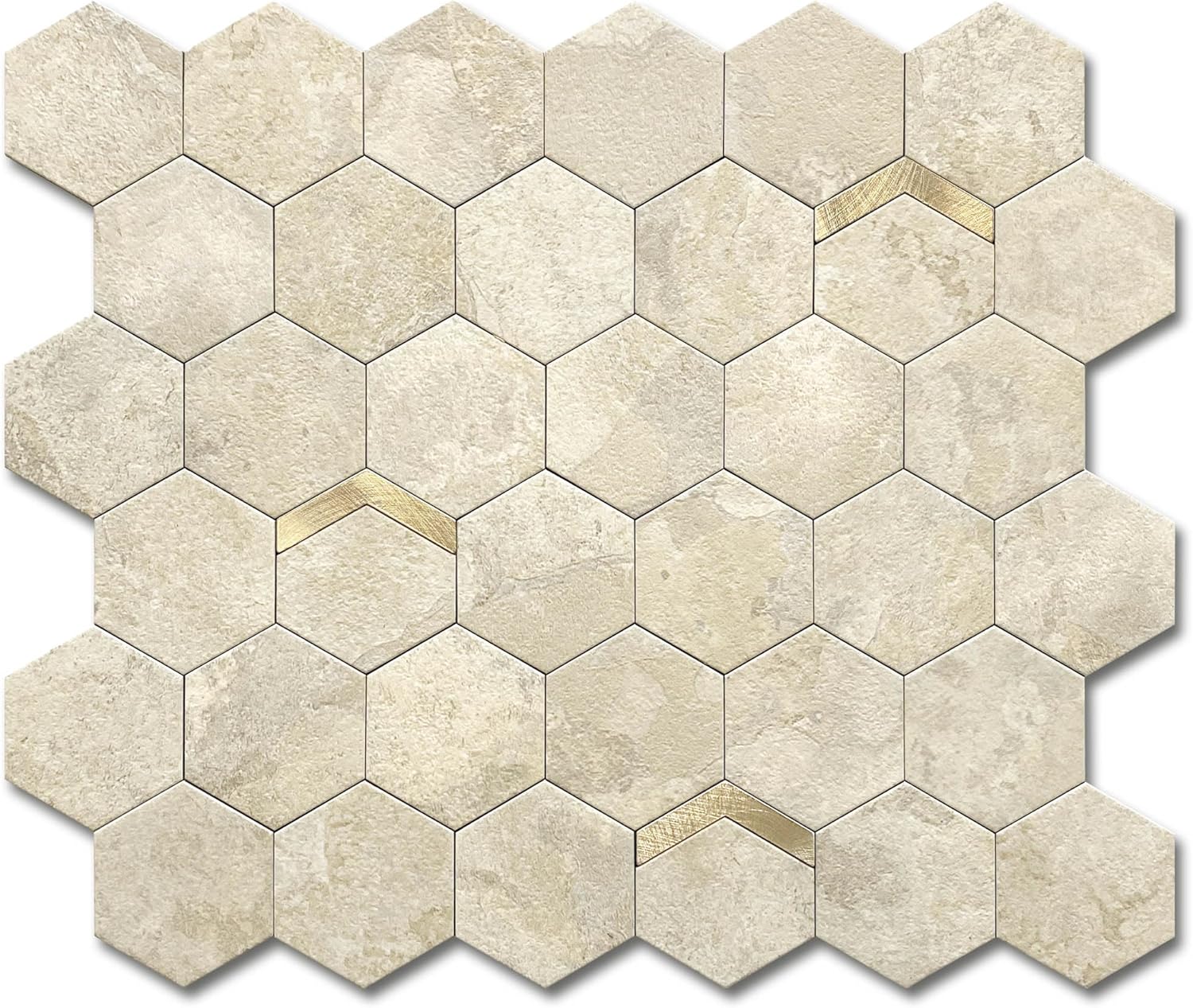 VAOVI Peel and Stick Backsplash Tile,Backsplash Tile for Kitchen Peel and Stick Wall Panels Hexagon Marble Tile(Beige Brown,10pcs)