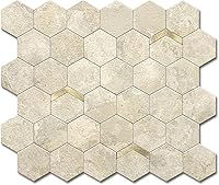 Vista 15 de VAOVI Peel and Stick Backsplash Tile,Backsplash Tile for Kitchen Peel and Stick Wall Panels Hexagon Marble Tile(White Silver,5pcs)