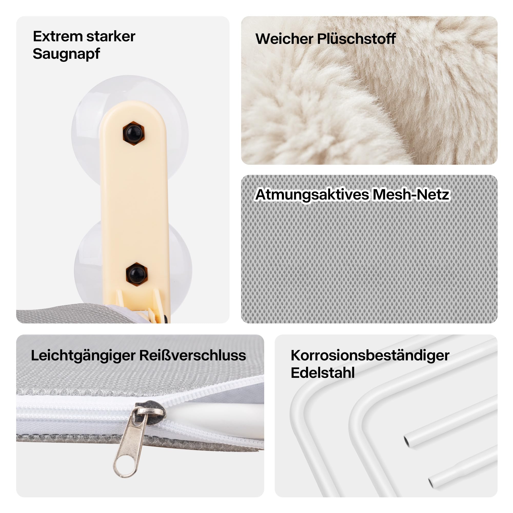 Pet Prime Faltbare Katzenhängematte, Fensterliege für Katzen, Fensterliege mit 2 Bezügen ideal für ganzen Jahr, Katzen Sitzpaltz mit starken Saugnapf, hält bis zu 20kg, für Glatte Oberflächen - Groß