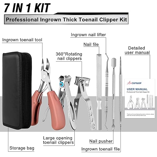 Miniatura 20 de Cortaúñas gruesas para adultos mayores, cortaúñas gruesas para adultos, con mango largo, cortaúñas grandes para uñas gruesas, 7 unidades Negro