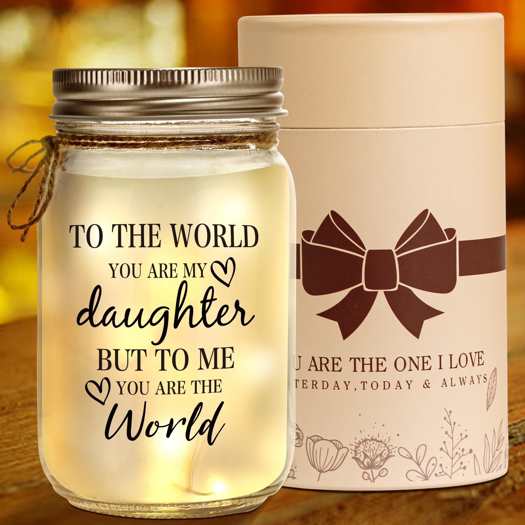 Kenon Mason Jar Night Light Gift for Daughter, Christmas Gifts for Daughter from Mom Dad, Home Decoration Lights, Personalized Night Light Birthday Graduation Mothers Day Gift for Daughter