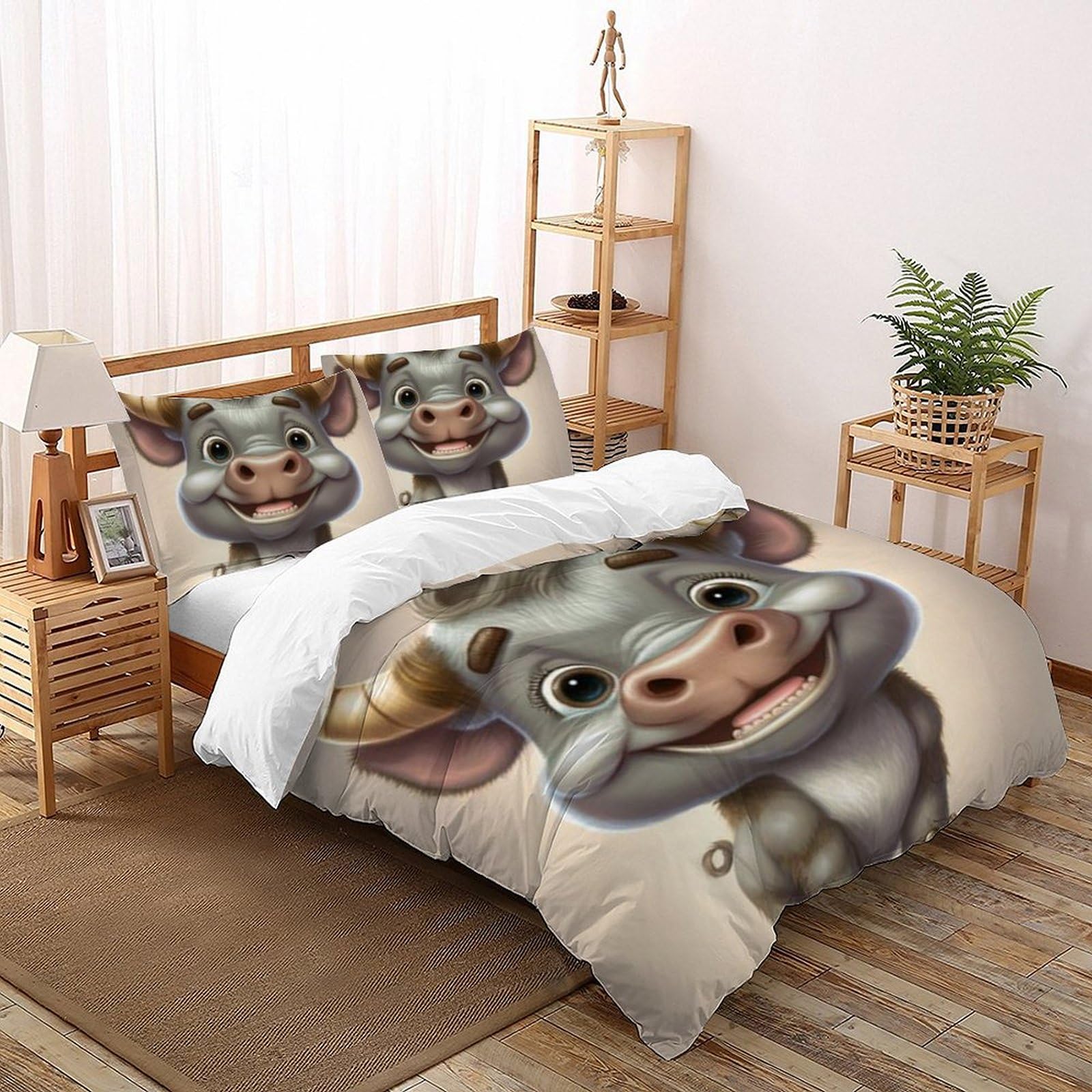 Housse de couette double vache 200x200cm, le cadeau parfait pour lit de garçon