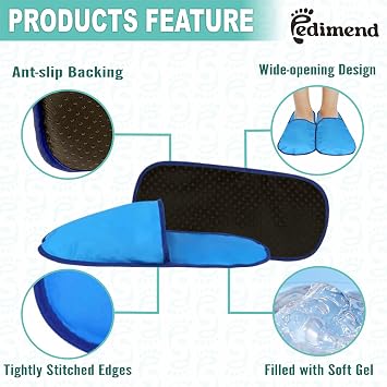 Pedimend Ice Packs Slippers 2 Pack Hot Cold Therapy Gel Ice Slippers for Plantar Fasciitis, Feet Neuropathy Pain Relief, Foot Pain, Chemotherapy, Toe Pain, Swollen Feet, Gout Relief, Pregnancy Safe
