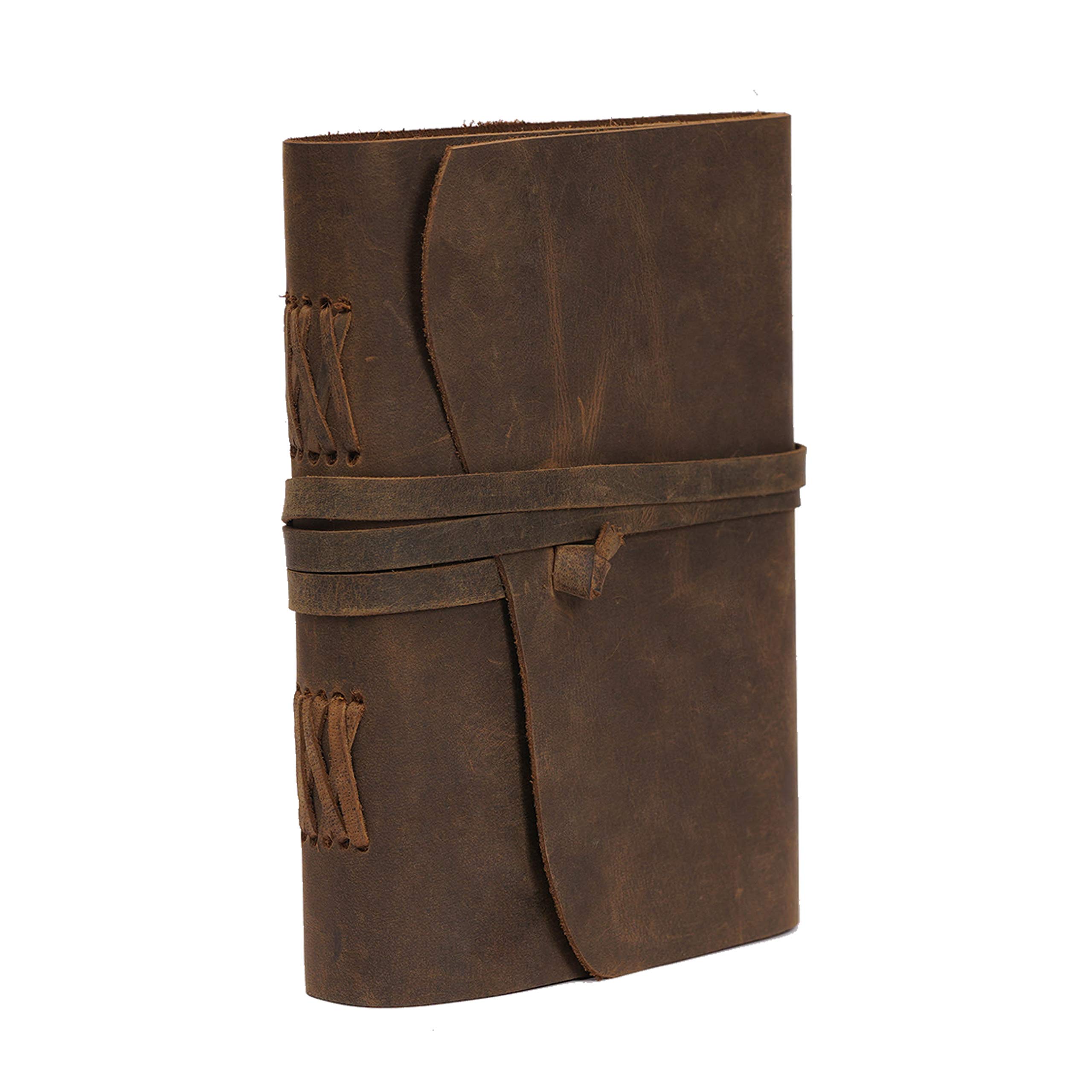Leder-Tagebuch, Reisetagebuch, handgefertigtes Vintage-gebundenes Notizbuch für Männer und Frauen, Antik-Finish, echtes Leder, hochwertig, liniert, braunes Papier, perfekt für Notizen