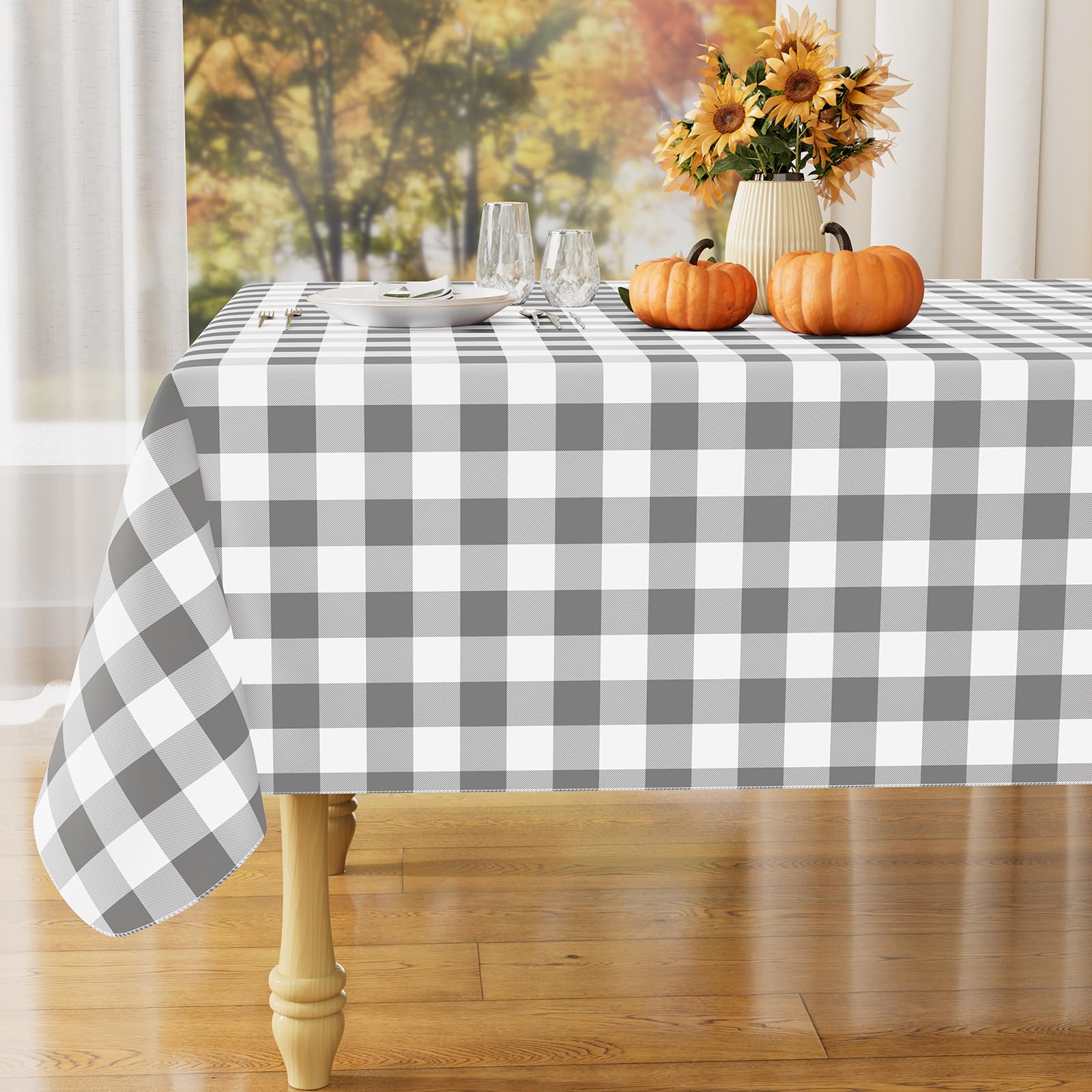 misaya Rectangular Waterproof Vinyl Table Cloth, Flannel Backed Tablecloth