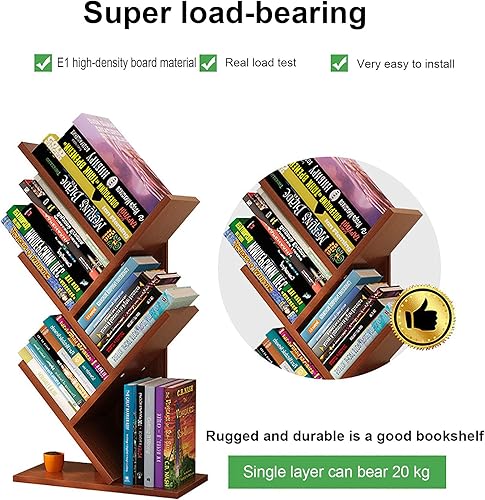 Miniatura 5 de Estantería de árbol de 4 niveles, estantería de pie para libros que ahorra espacio, estante organizador de almacenamiento de revistas, estante de