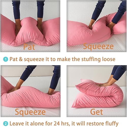 Miniatura 5 de WhatsBedding Almohada corporal de espuma viscoelástica con funda de algodón transpirable con cremallera, almohada de cuerpo completo para adultos,