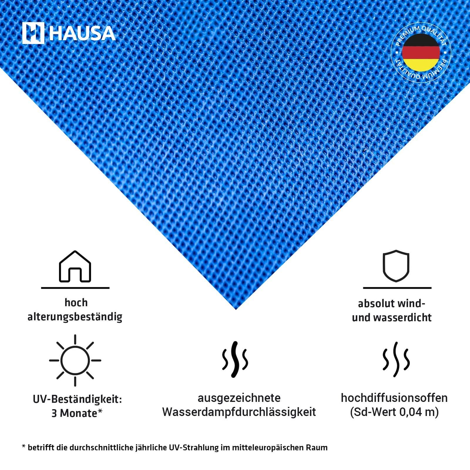 HAUSA Titanium HU200 Membrane de sous-toiture 200g/m² 225m² 3x(1,5mx50m) hautement perméable imperméable résistante aux intempéries au vieillissement indéchirable, avec 2 bandes autocollantes