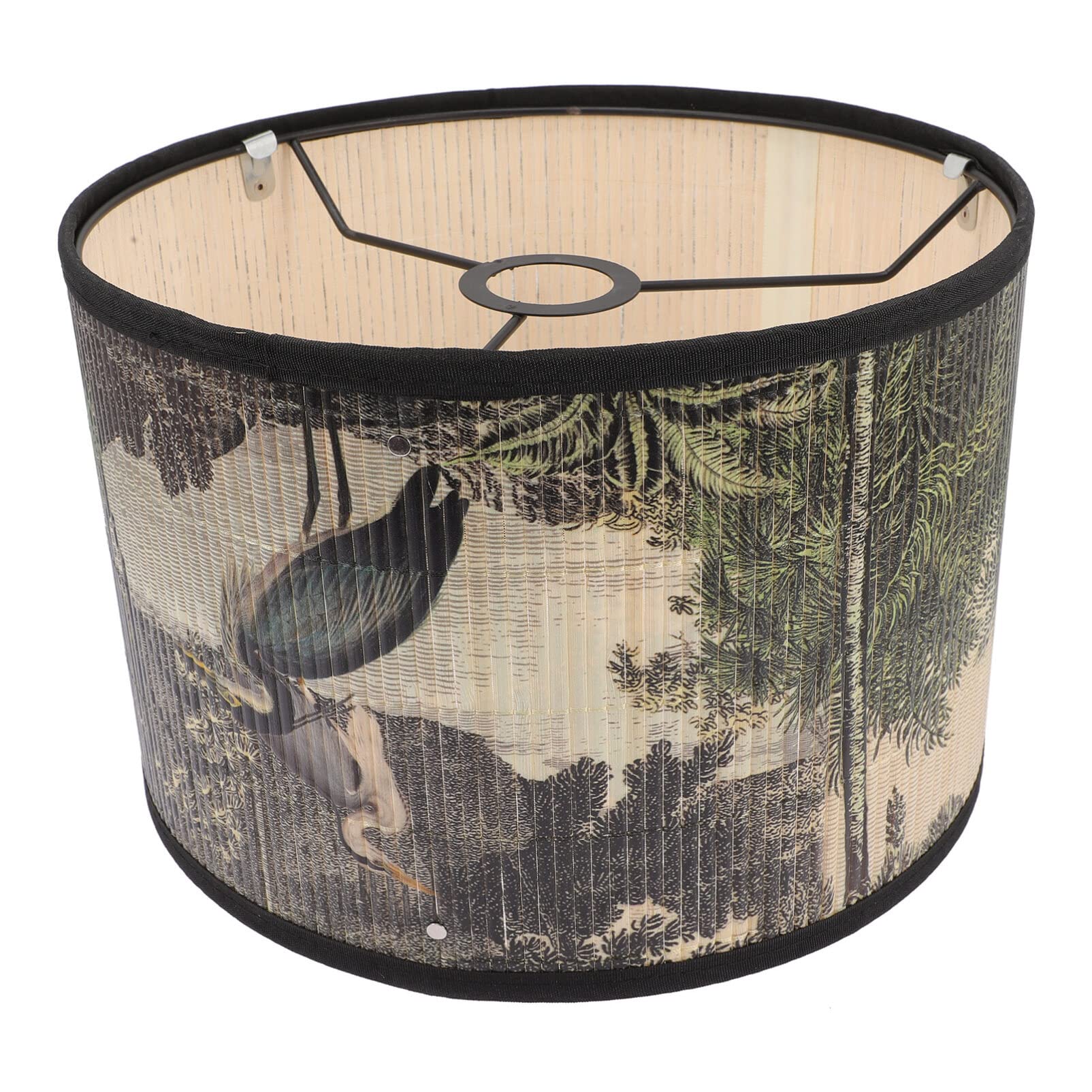 Paralume In Bambù Con Motivo Geometrico - Tamburo 30x20 Cm Per Lampade E27 - Foto 7