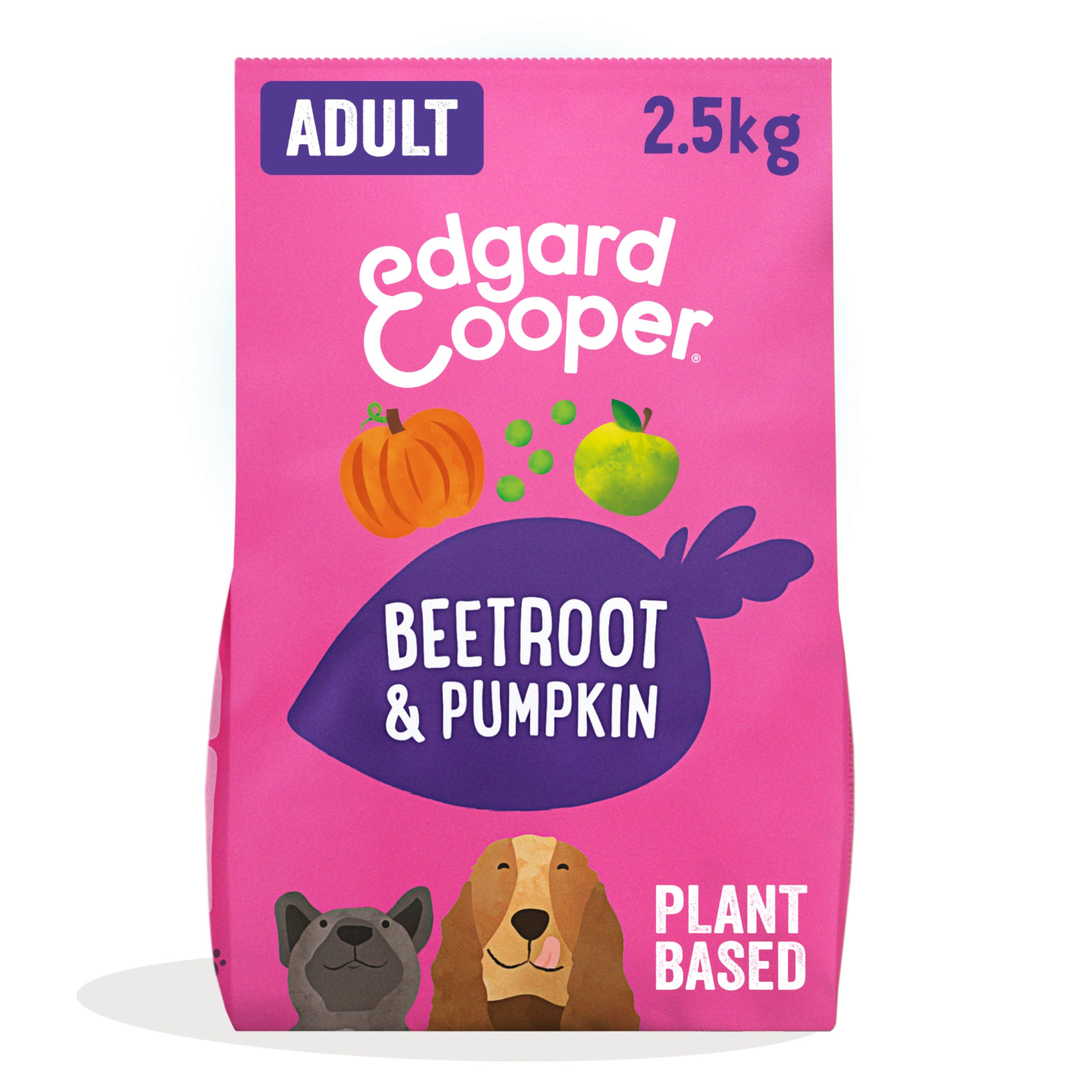 Edgard & Cooper Dry Dog Food For Medium Breed Adult Dogs (2.5kg), Plant-Based Beetroot & Pumpkin, 100% Plant Based, Hypoallergenic Recipe With Natural Ingredients