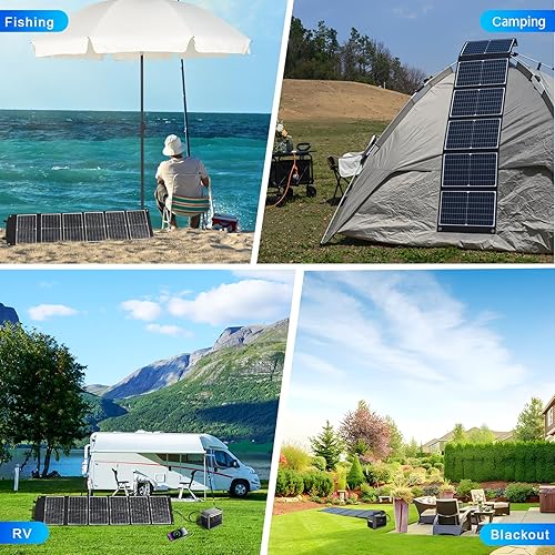 Miniatura 7 de Panel solar portátil de 100 W, cargador de panel solar plegable con soportes, QC3.0 USB-A USB-C y salida de CC para teléfonoestación de energía,