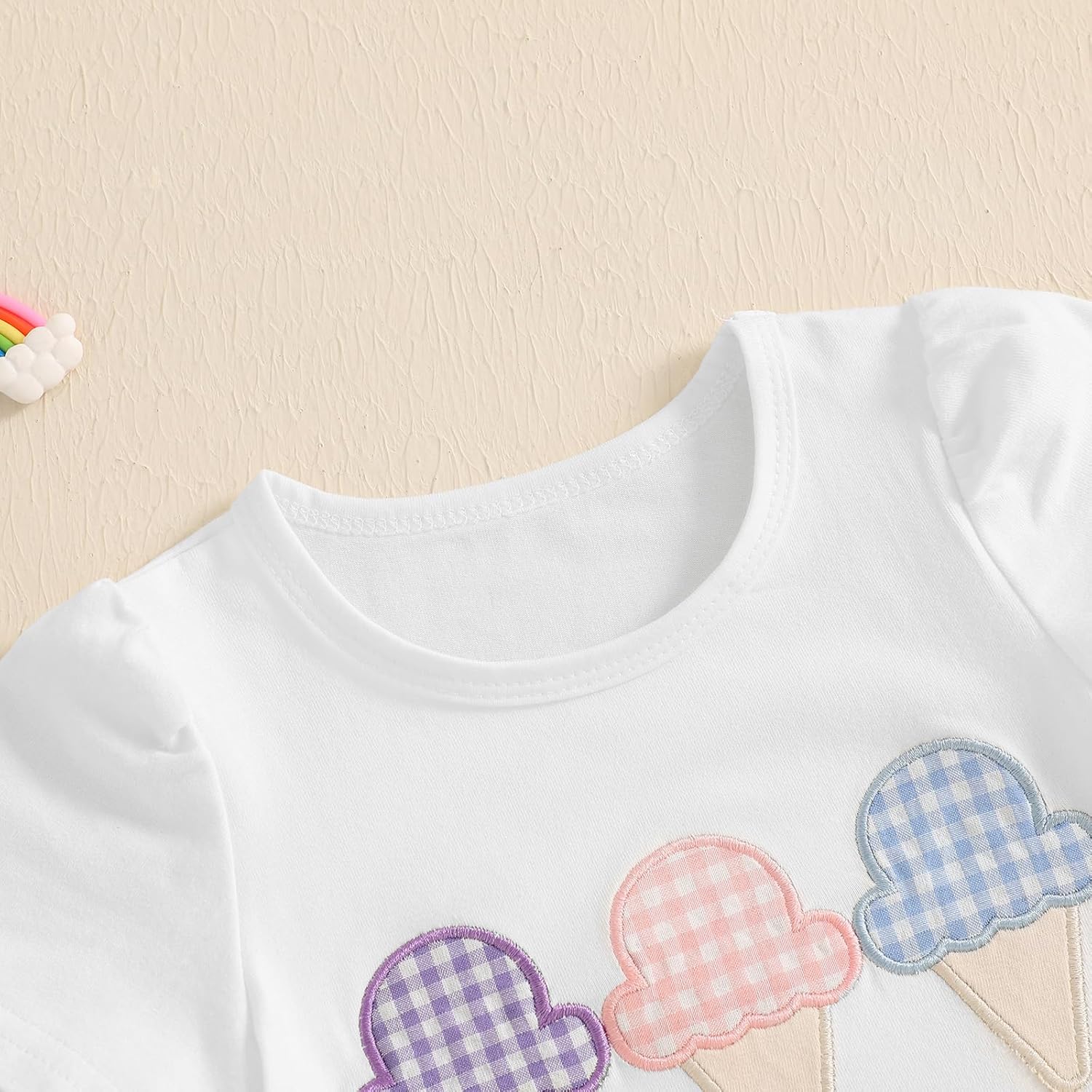 fhutpw Toddler Baby Girls Summer Clothes Smocked Short Sleeve T-Shirt Tops Ruffled Plaid Short Sets Cute Outfits 2Pcs - Image 4