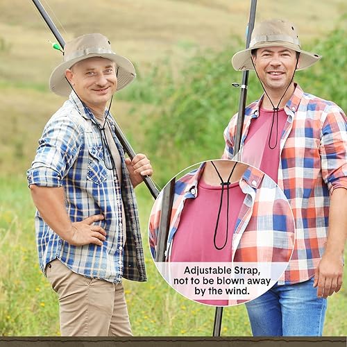 Miniatura 3 de Xtinmee 20 sombreros Boonie a granel de ala ancha para safari, sombrero de verano al aire libre para senderismo camping con correa ajustable