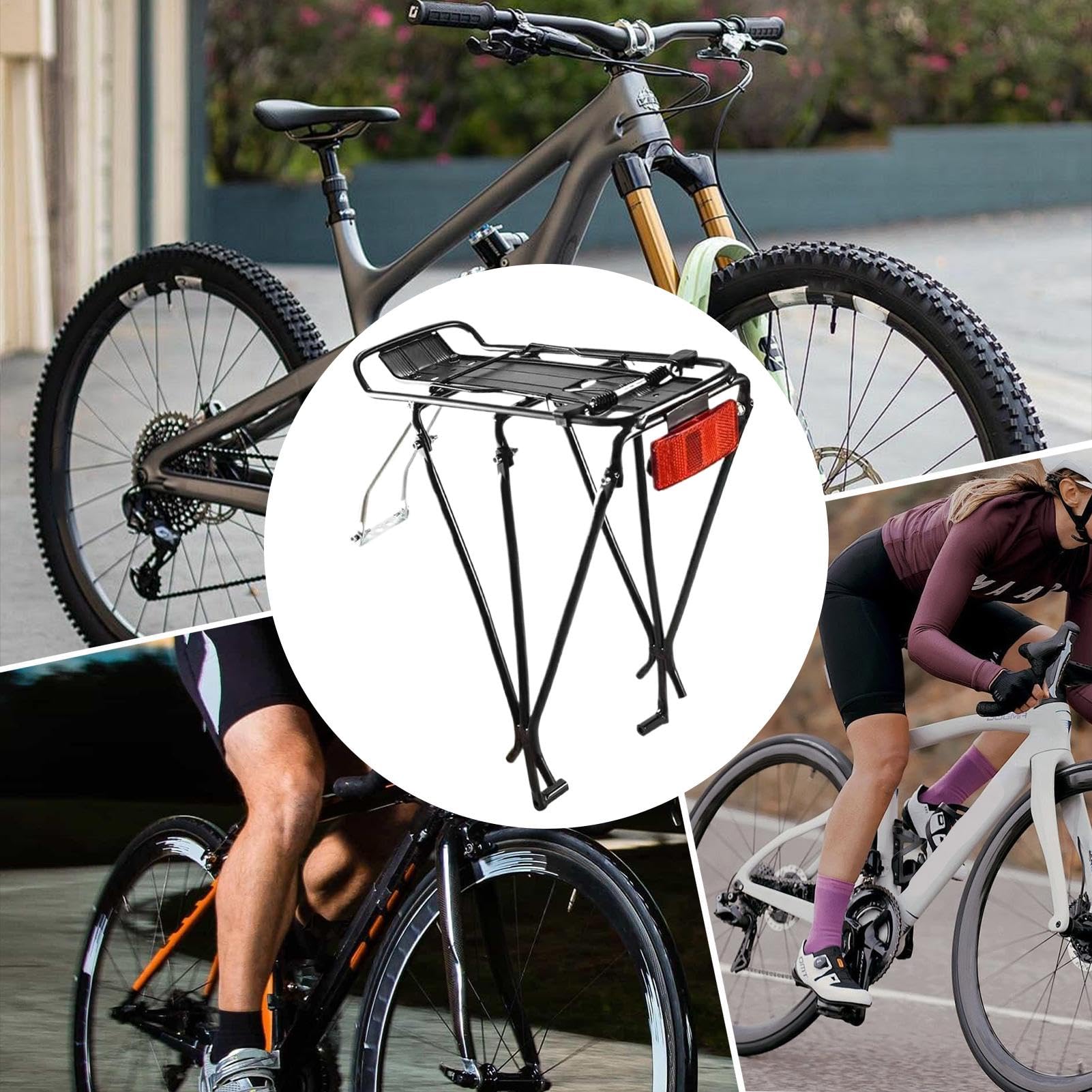 Soporte Trasero para Ciclismo, aleación de Aluminio, Soporte de liberación rápida con Reflector, Soporte de alforja, Carga máxima de 50 kg