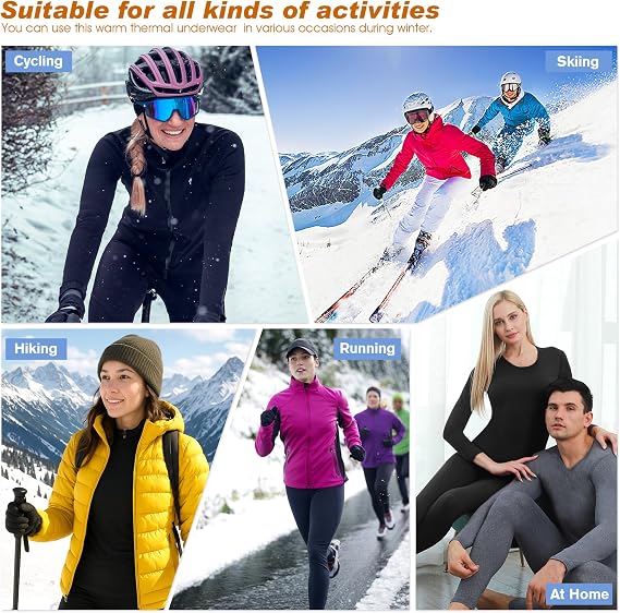 HiZiTi Thermal Underwear for Women Long Johns Set Fleece Lined Warm Base Layer Long Sleeve for Weather Top Bottom Winter