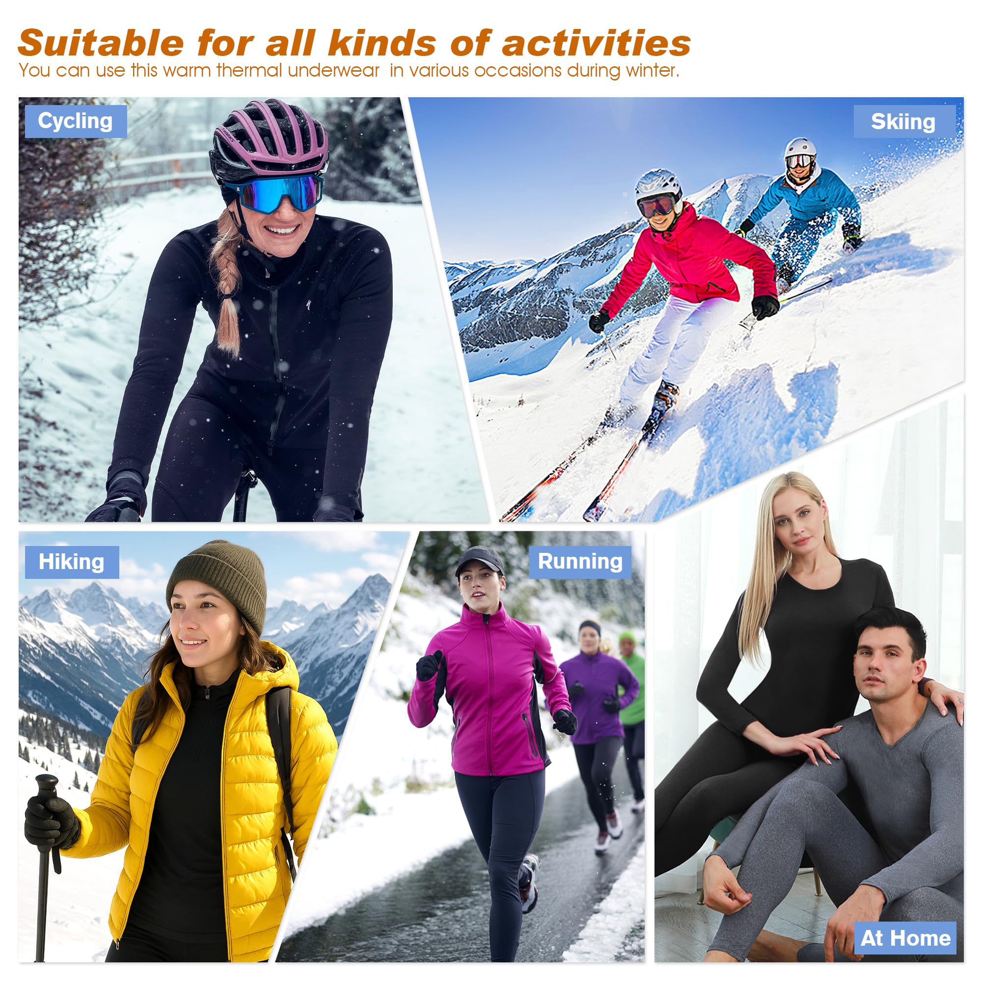 Thermal Underwear Women Long Johns Set Fleece Lined Warm Base Layer Long Sleeve for Weather Top Bottom Pajama