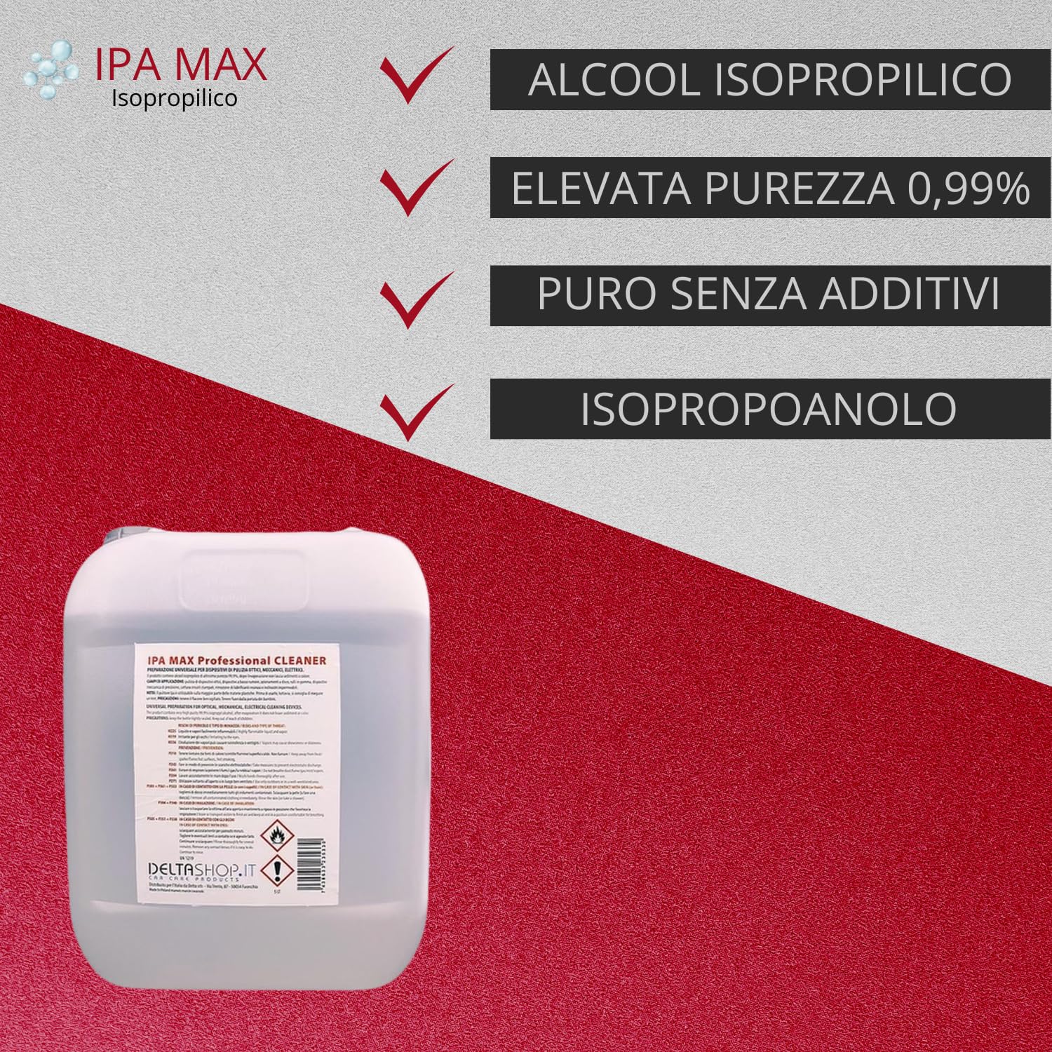 Cooperativa Detergente, Isopropilico Ipa Puro Al 99,9%, Di Alta Qualita, Alcool 2-Propanolo, Isopropanolo, Alcol Tanica - 5 Litri