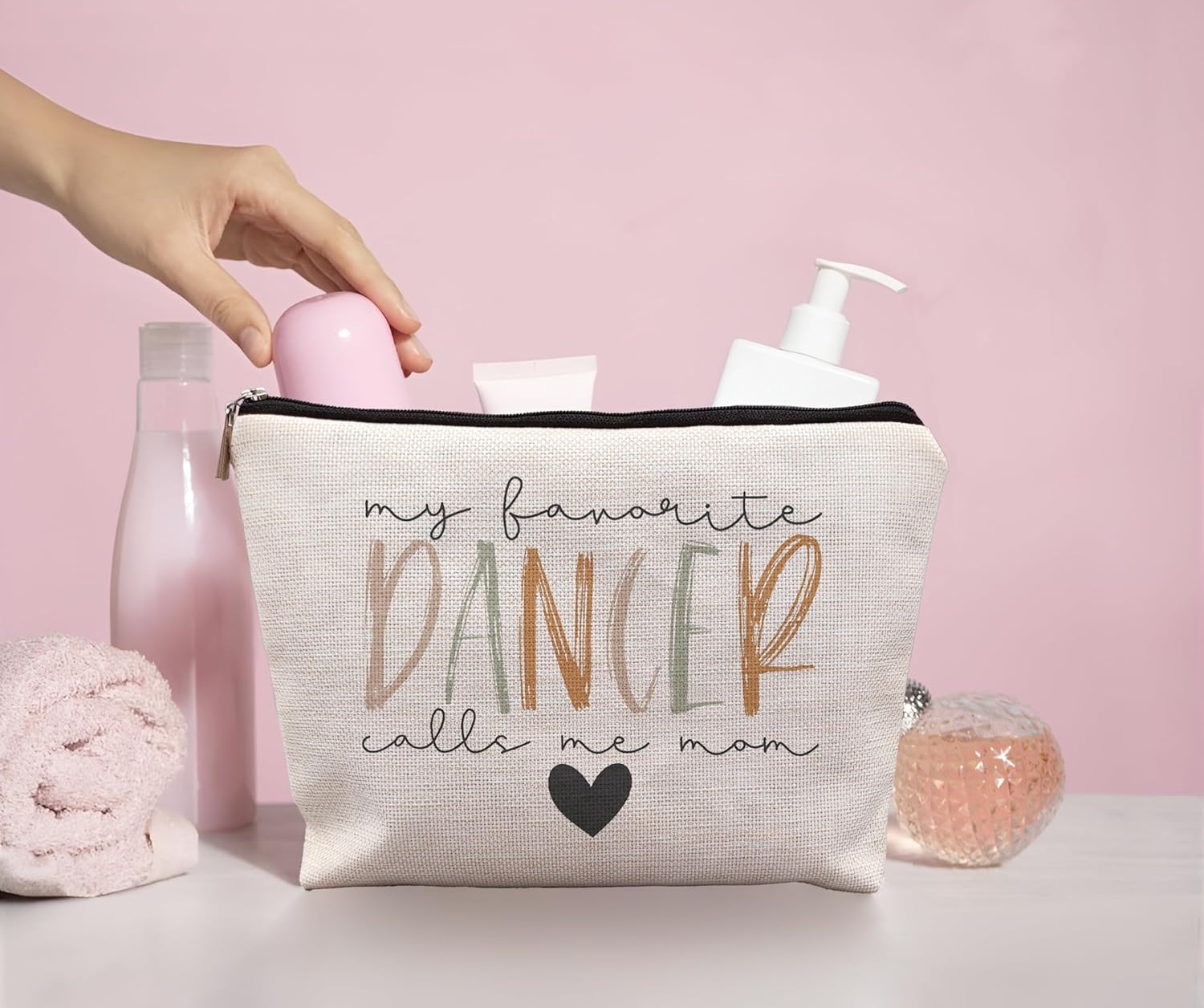 Dance Mom Makeup Bag, Dance Mom Gifts, Dancer Mom Gifts for Women, Dance Teacher Gifts, Ballet Mom Gifts, My Favorite Dancer Calls Me Mom Cosmetic Bag Makeup Pouch - Image 4
