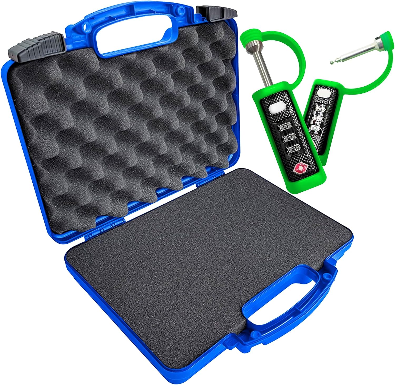 Cedar Mill TSA Approved Green Gun Case Locks (2-Pack) - Cut-Resistant MonoShaft with Airline Approved Hard Shell Pistol Case - Blue