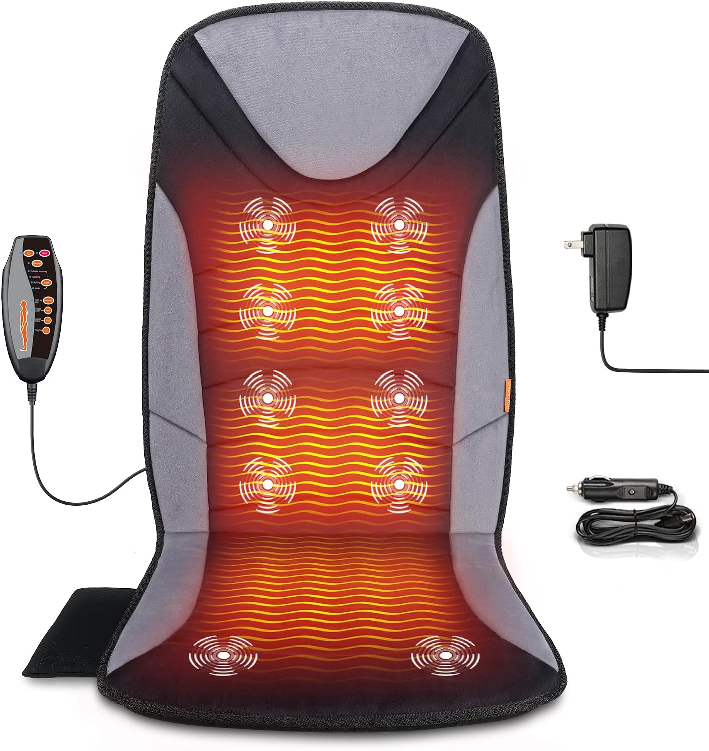 CARSHION 10 Vibration Motor Back Massager Plush Heat Seat Cushion